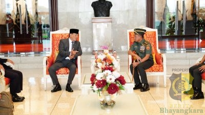 Panglima TNI Terima Kunjungan Menteri Pertahanan RI di Mabes TNI