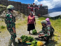 Satgas Yonif 715/Motuliato Borong Hasil Tani Mama Papua
