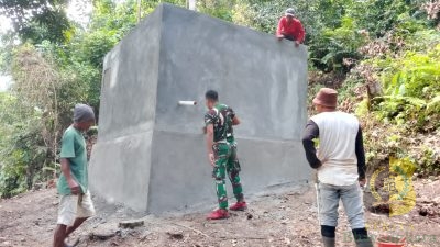 Pembuatan Bak Penampungan Air TMMD 123 Kodim 1510/Sula Hampir Selesai